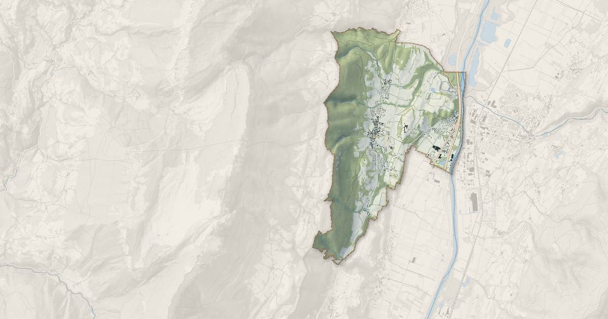 Portrait cartographique de Barraux : relief, eau, forêts, bâti et voies, calculés à partir des données de l'IGN
