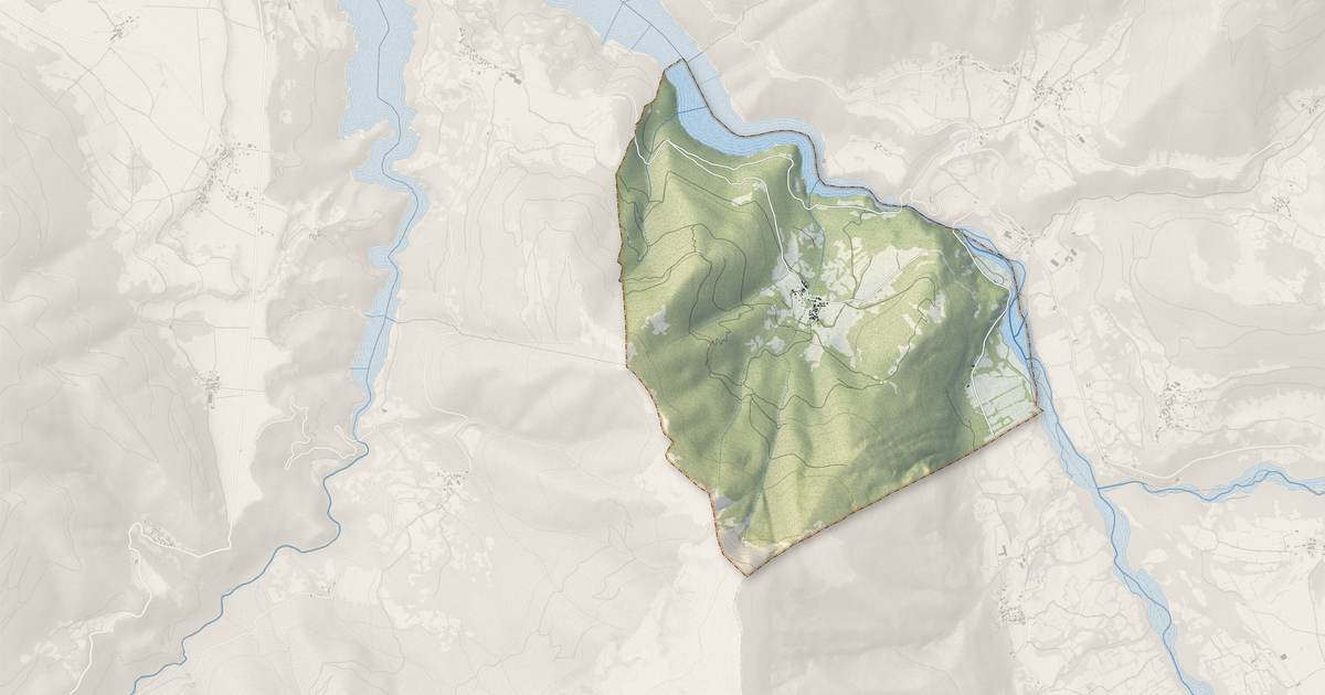 Portrait cartographique de Beaufin : relief, eau, forêts, bâti et voies, calculés à partir des données de l'IGN