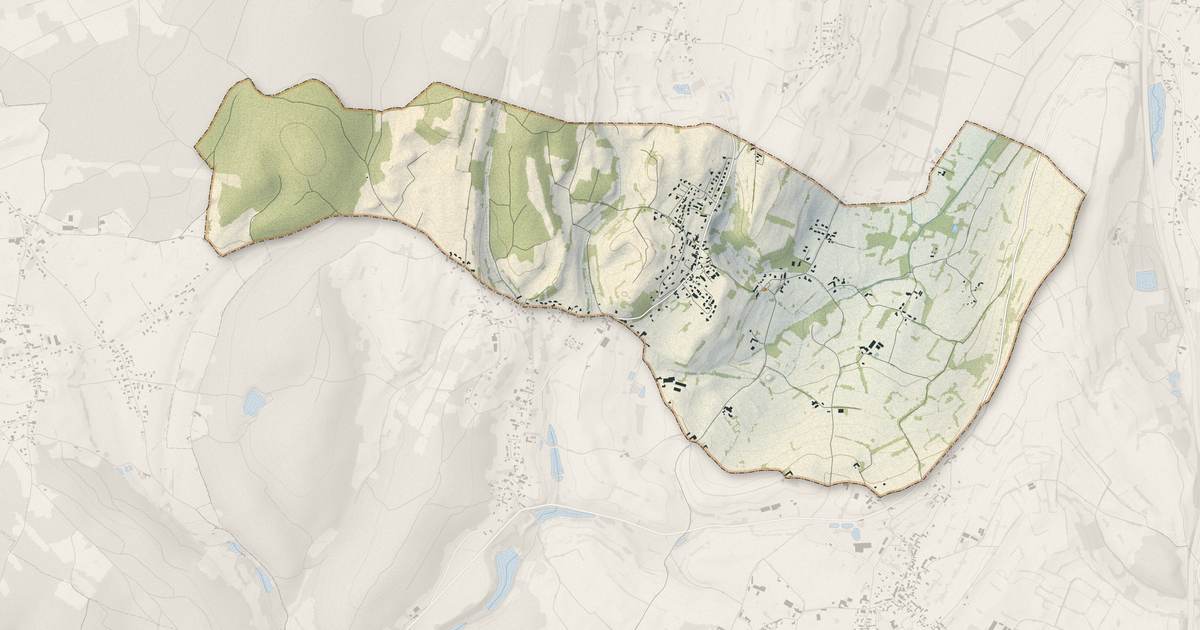 Portrait cartographique de Belmont : relief, eau, forêts, bâti et voies, calculés à partir des données de l'IGN