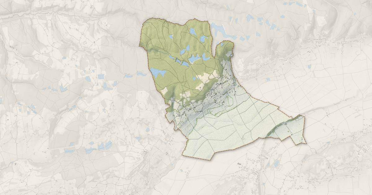 Portrait cartographique de Bossieu : relief, eau, forêts, bâti et voies, calculés à partir des données de l'IGN