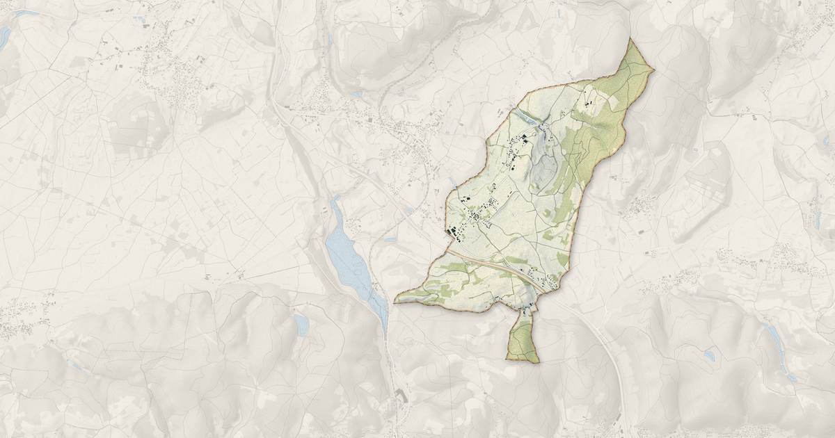 Portrait cartographique de Burcin : relief, eau, forêts, bâti et voies, calculés à partir des données de l'IGN