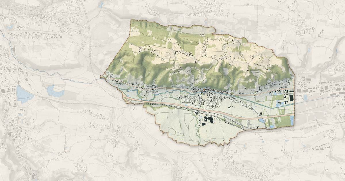 Portrait cartographique de Cessieu : relief, eau, forêts, bâti et voies, calculés à partir des données de l'IGN