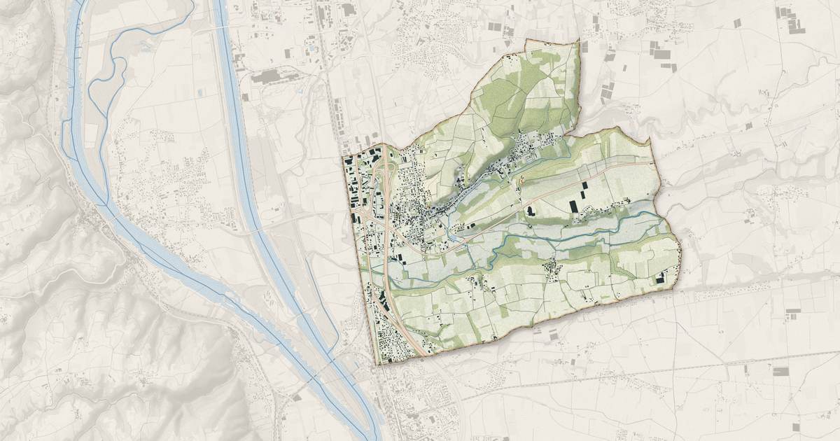 Portrait cartographique de Chanas : relief, eau, forêts, bâti et voies, calculés à partir des données de l'IGN