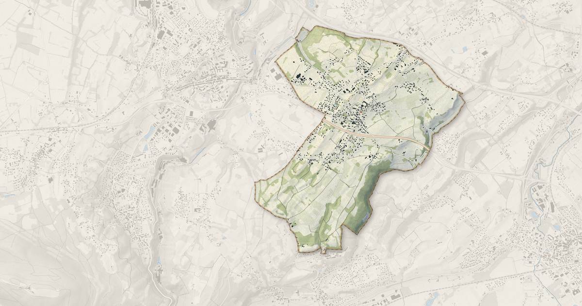 Portrait cartographique de Charnècles : relief, eau, forêts, bâti et voies, calculés à partir des données de l'IGN
