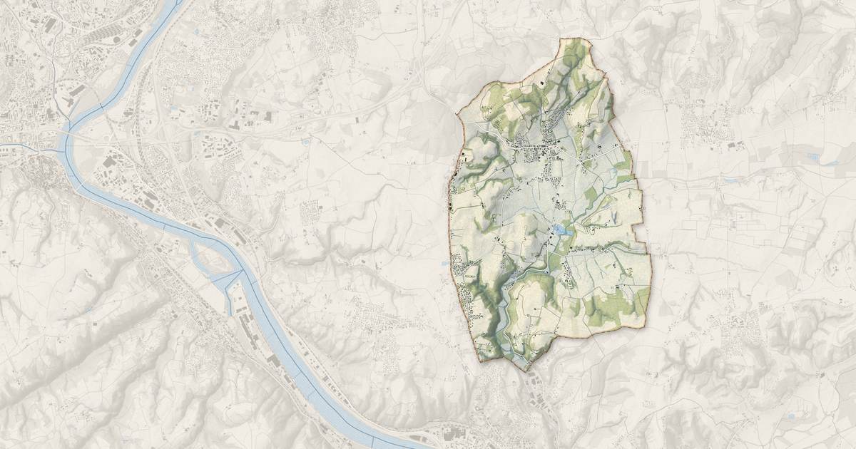 Portrait cartographique de Chuzelles : relief, eau, forêts, bâti et voies, calculés à partir des données de l'IGN