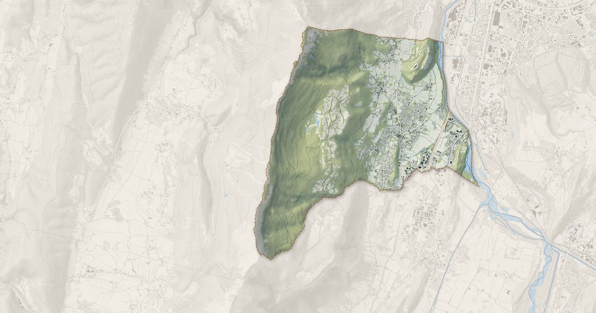 Portrait cartographique de Claix : relief, eau, forêts, bâti et voies, calculés à partir des données de l'IGN