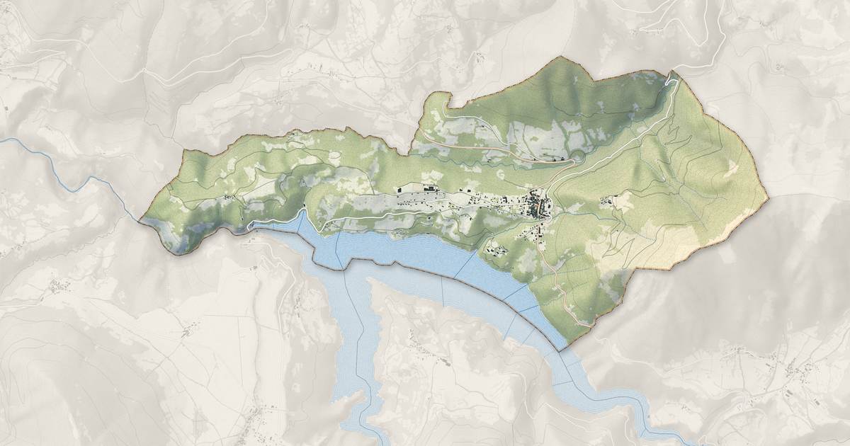 Portrait cartographique de Corps : relief, eau, forêts, bâti et voies, calculés à partir des données de l'IGN