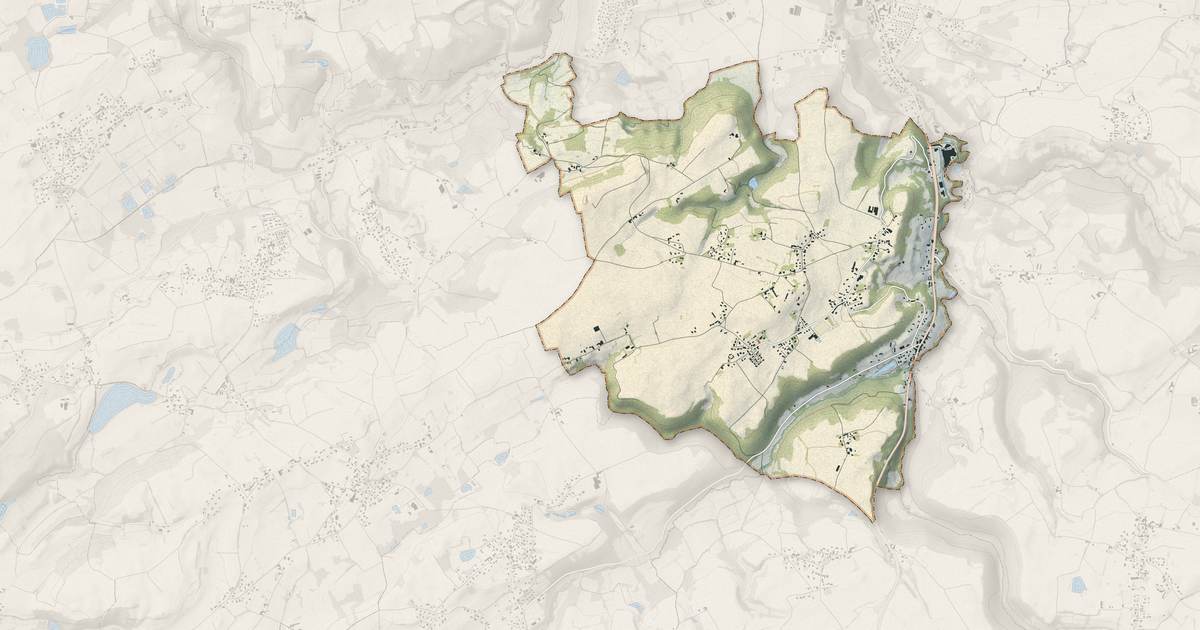 Portrait cartographique de Les Éparres : relief, eau, forêts, bâti et voies, calculés à partir des données de l'IGN