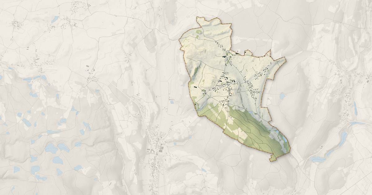 Portrait cartographique de Flachères : relief, eau, forêts, bâti et voies, calculés à partir des données de l'IGN