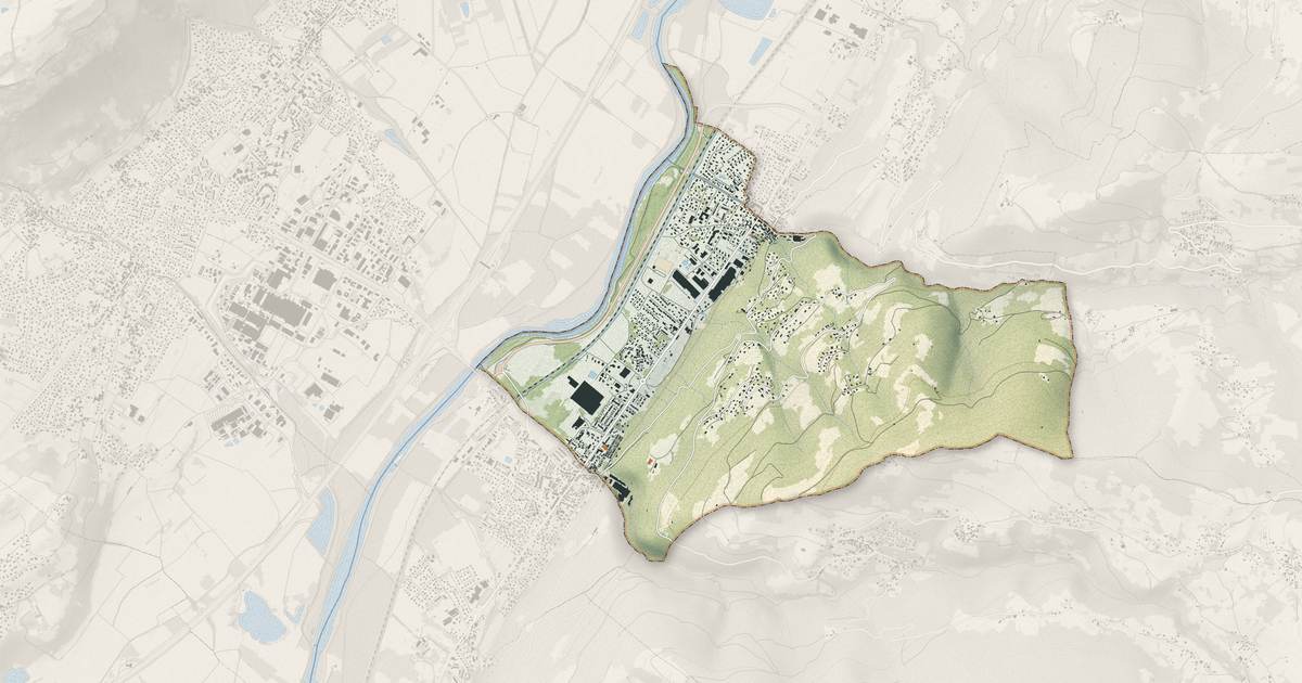 Portrait cartographique de Froges : relief, eau, forêts, bâti et voies, calculés à partir des données de l'IGN