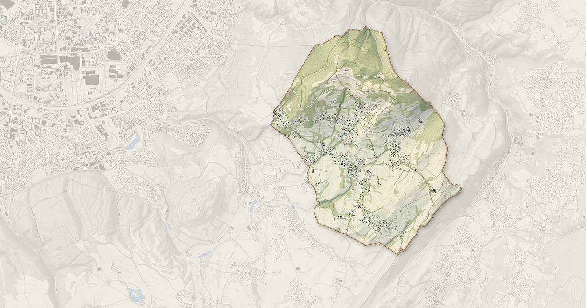 Portrait cartographique de Herbeys : relief, eau, forêts, bâti et voies, calculés à partir des données de l'IGN