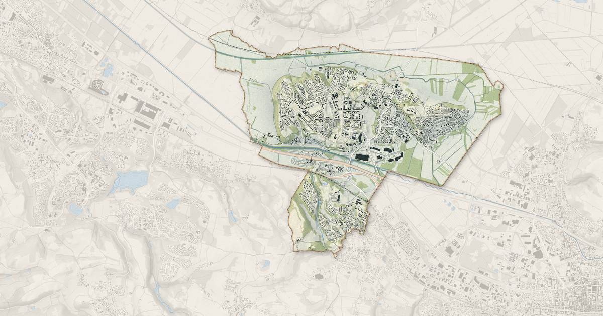 Portrait cartographique de L'Isle-d'Abeau : relief, eau, forêts, bâti et voies, calculés à partir des données de l'IGN
