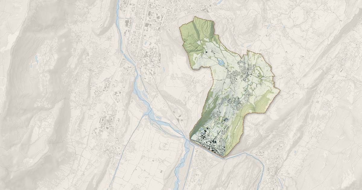 Portrait cartographique de Jarrie : relief, eau, forêts, bâti et voies, calculés à partir des données de l'IGN