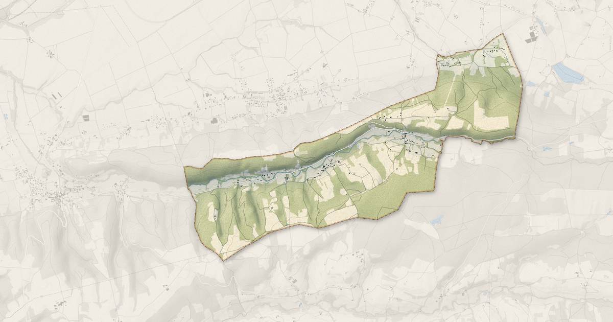 Portrait cartographique de Lentiol : relief, eau, forêts, bâti et voies, calculés à partir des données de l'IGN