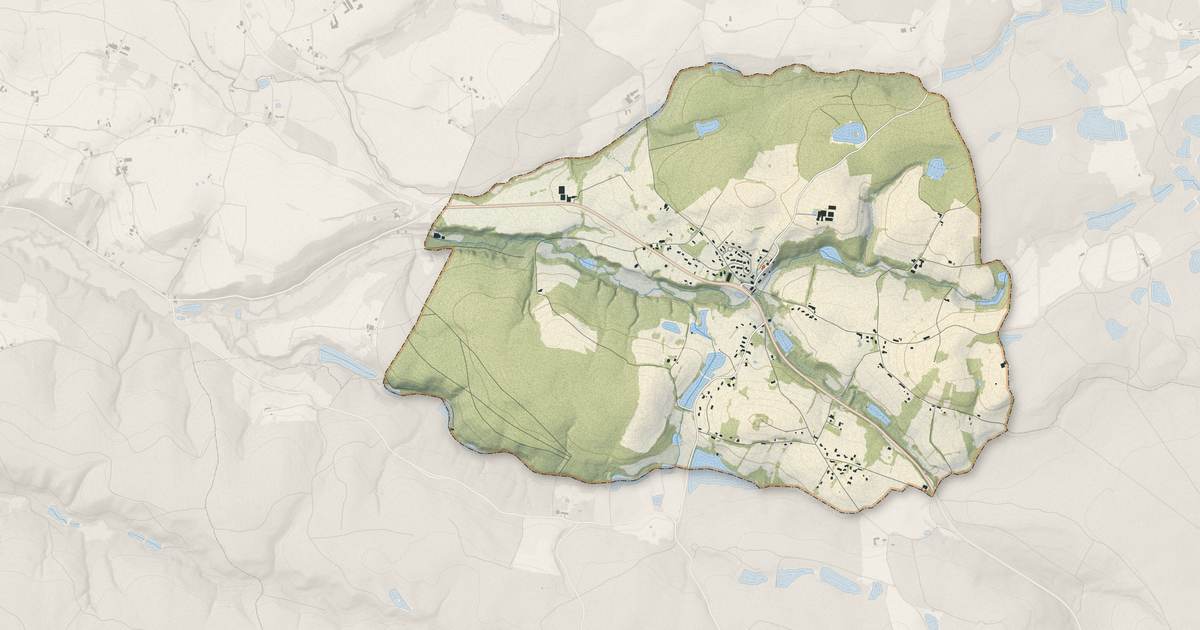 Portrait cartographique de Lieudieu : relief, eau, forêts, bâti et voies, calculés à partir des données de l'IGN