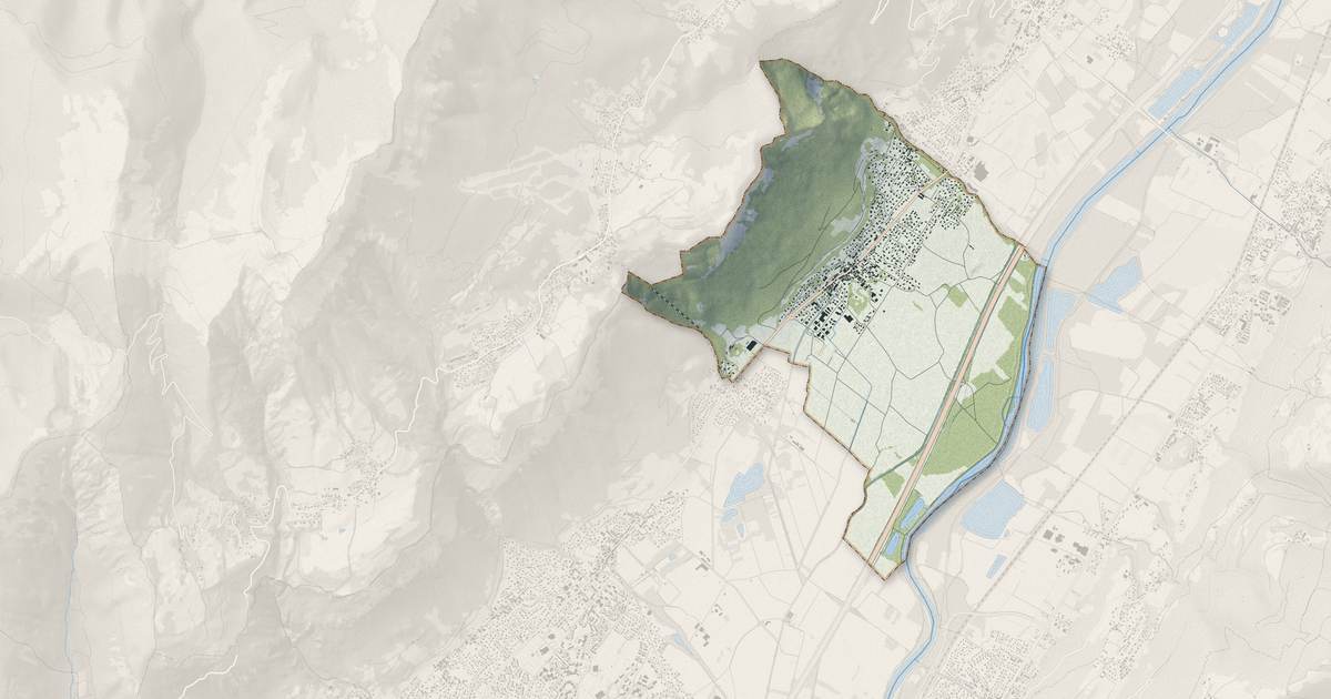 Portrait cartographique de Lumbin : relief, eau, forêts, bâti et voies, calculés à partir des données de l'IGN