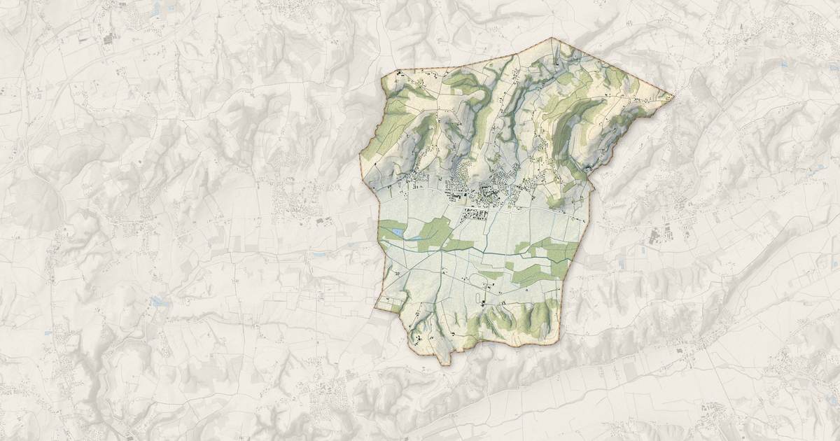 Portrait cartographique de Luzinay : relief, eau, forêts, bâti et voies, calculés à partir des données de l'IGN