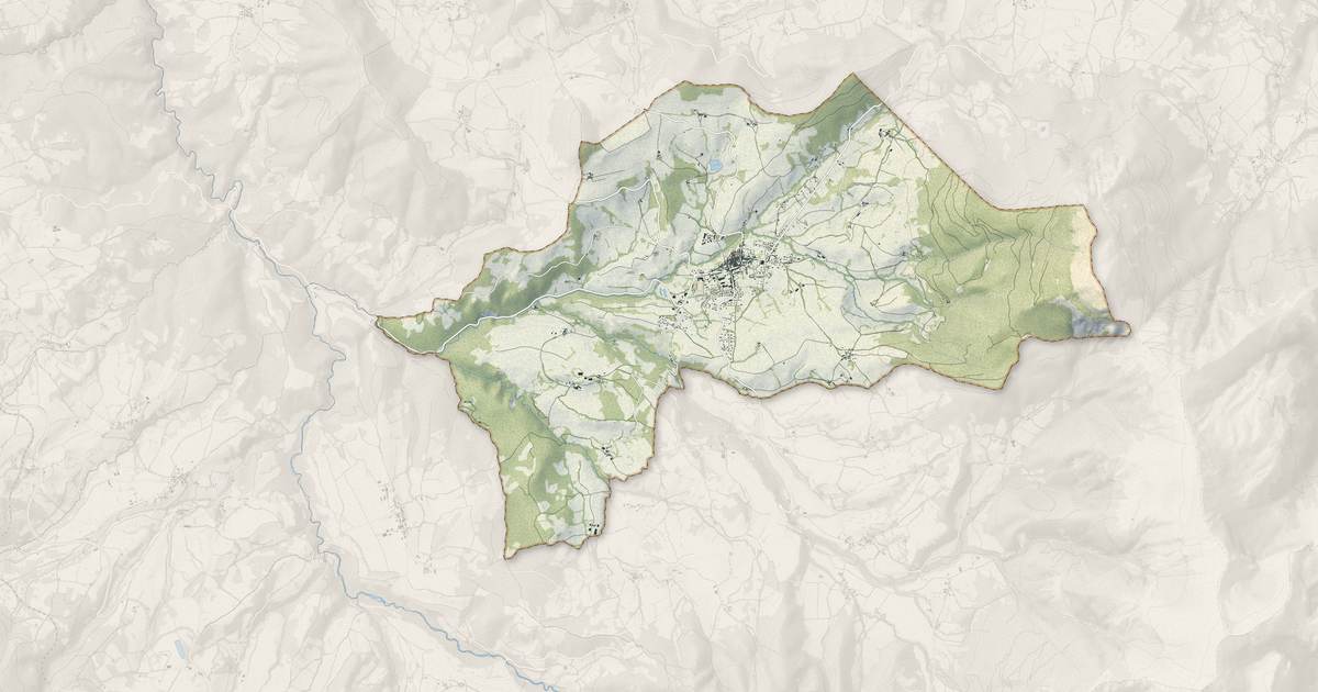 Portrait cartographique de Mens : relief, eau, forêts, bâti et voies, calculés à partir des données de l'IGN