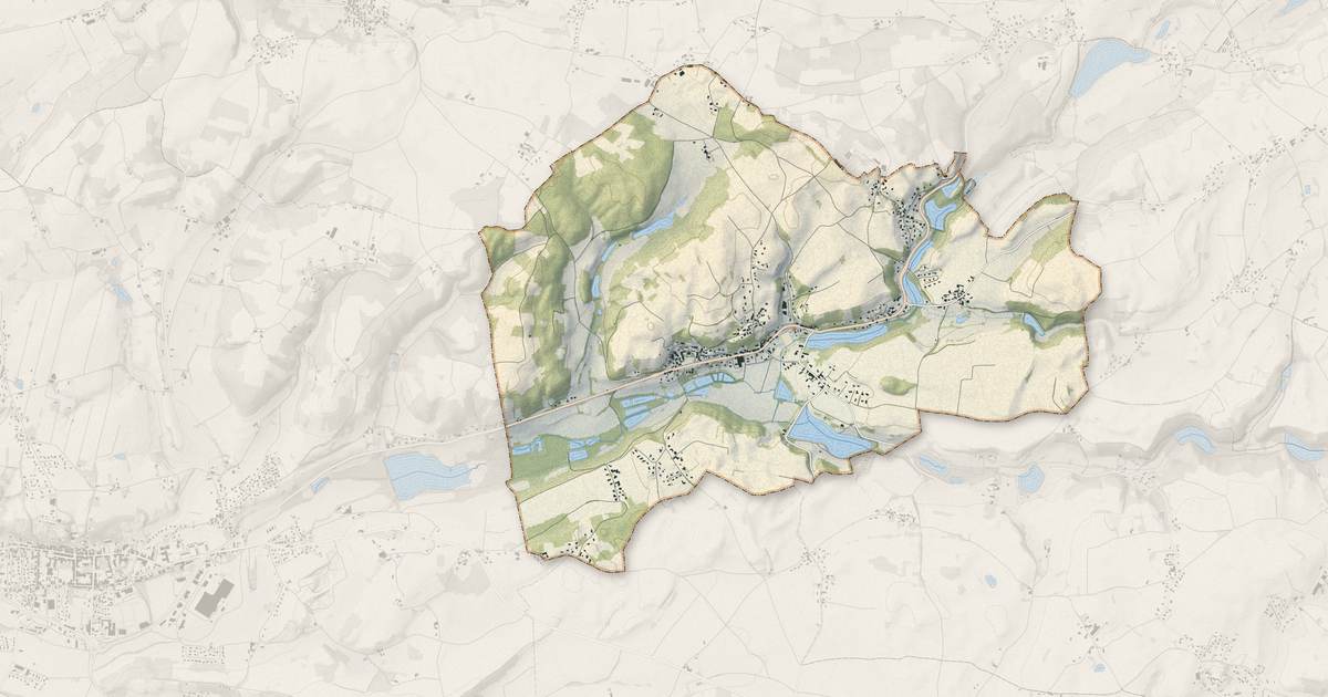 Portrait cartographique de Meyrieu-les-Étangs : relief, eau, forêts, bâti et voies, calculés à partir des données de l'IGN