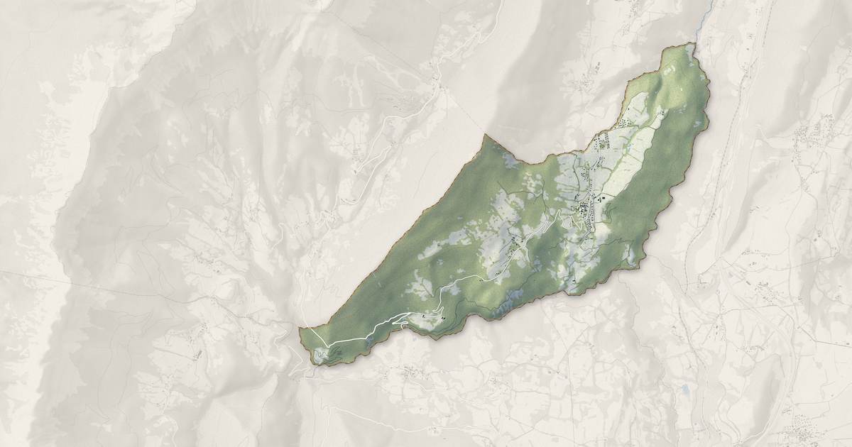 Portrait cartographique de Miribel-Lanchâtre : relief, eau, forêts, bâti et voies, calculés à partir des données de l'IGN