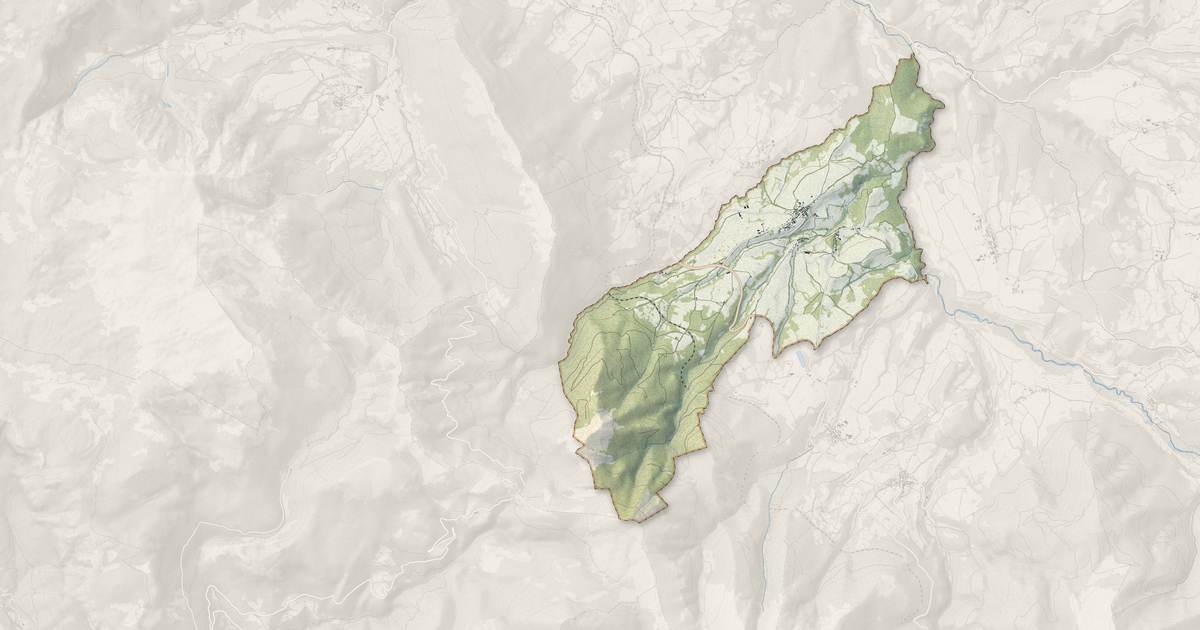 Portrait cartographique de Monestier-du-Percy : relief, eau, forêts, bâti et voies, calculés à partir des données de l'IGN