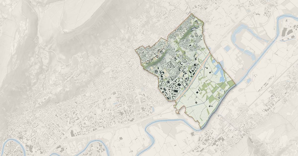Portrait cartographique de Montbonnot-Saint-Martin : relief, eau, forêts, bâti et voies, calculés à partir des données de l'IGN