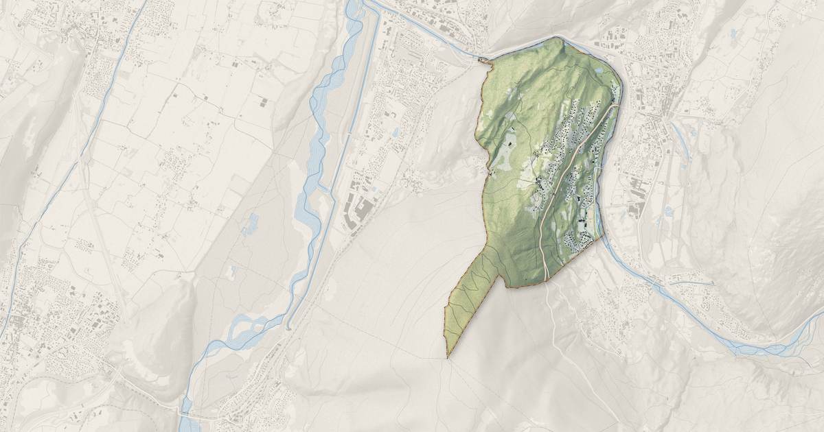 Portrait cartographique de Notre-Dame-de-Mésage : relief, eau, forêts, bâti et voies, calculés à partir des données de l'IGN