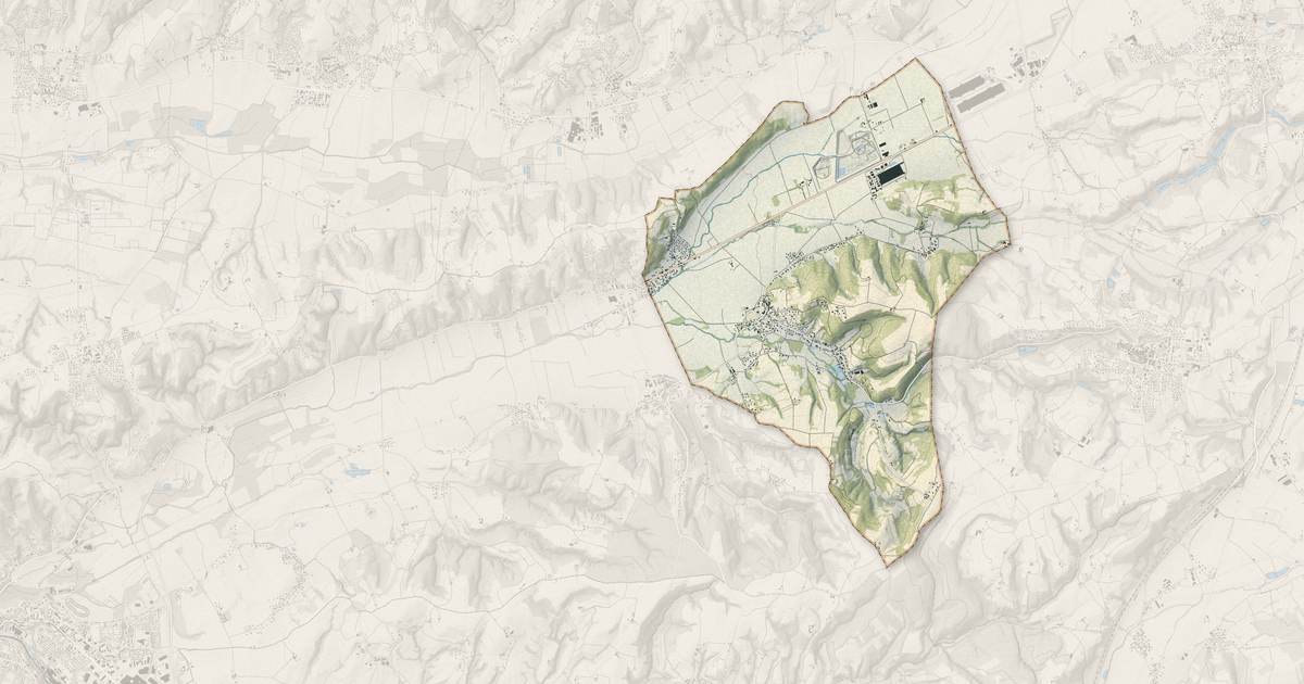 Portrait cartographique de Oytier-Saint-Oblas : relief, eau, forêts, bâti et voies, calculés à partir des données de l'IGN