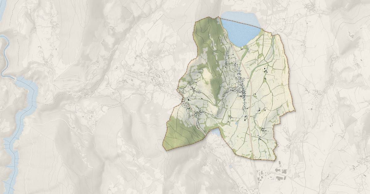Portrait cartographique de Pierre-Châtel : relief, eau, forêts, bâti et voies, calculés à partir des données de l'IGN