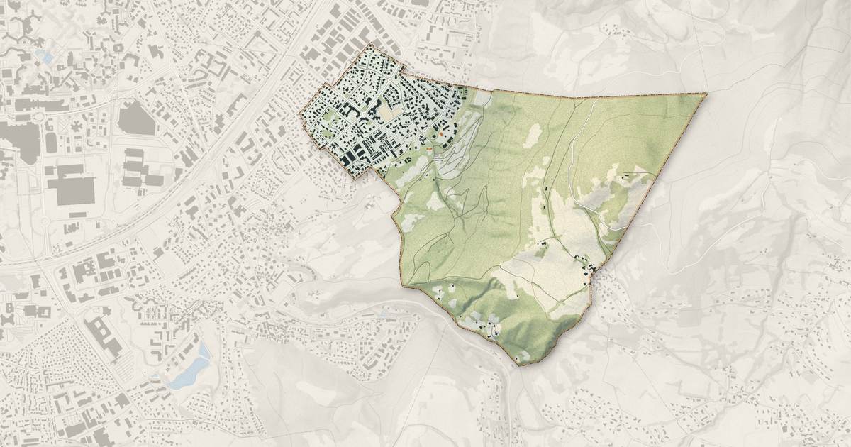 Portrait cartographique de Poisat : relief, eau, forêts, bâti et voies, calculés à partir des données de l'IGN