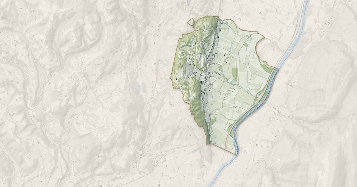 Portrait cartographique de Poliénas : relief, eau, forêts, bâti et voies, calculés à partir des données de l'IGN