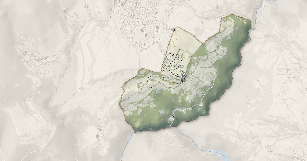 Portrait cartographique de Ponsonnas : relief, eau, forêts, bâti et voies, calculés à partir des données de l'IGN
