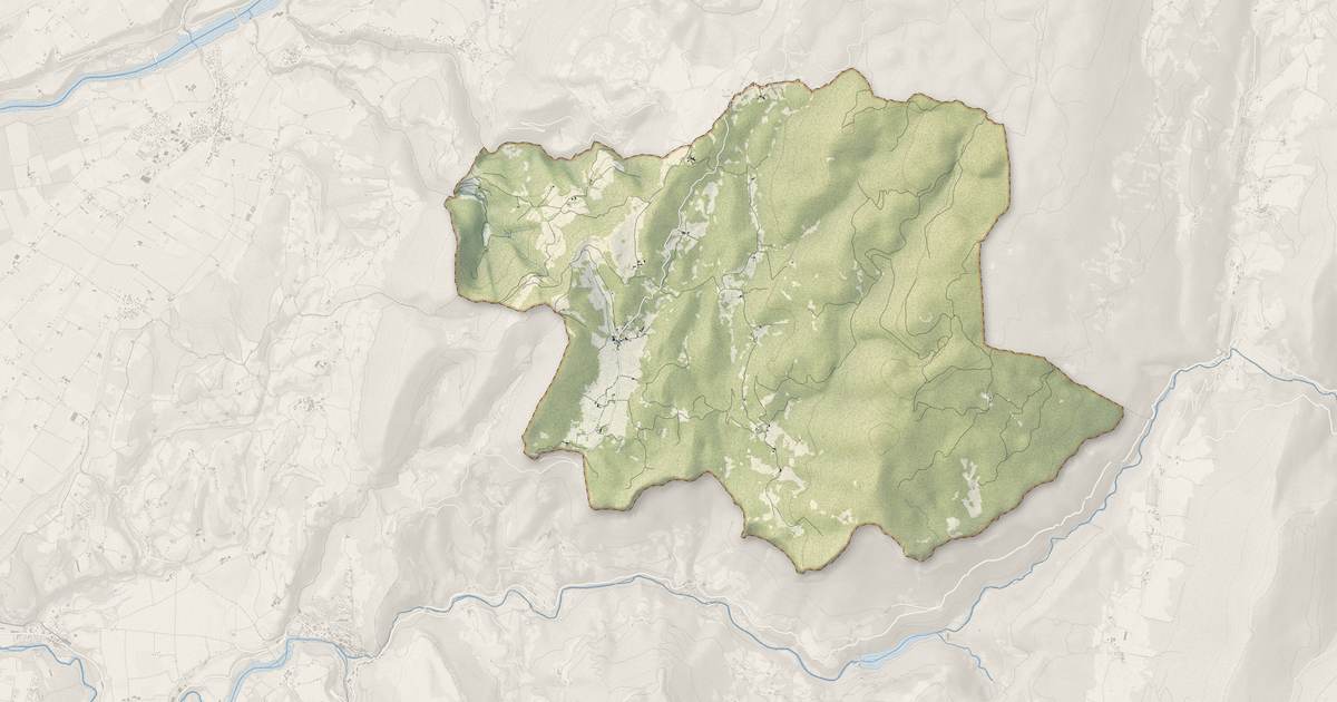 Portrait cartographique de Presles : relief, eau, forêts, bâti et voies, calculés à partir des données de l'IGN