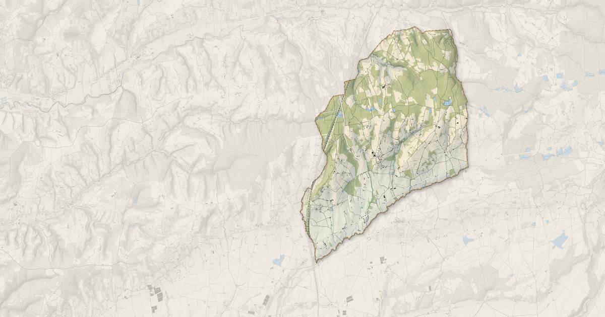 Portrait cartographique de Primarette : relief, eau, forêts, bâti et voies, calculés à partir des données de l'IGN
