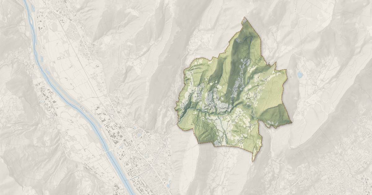 Portrait cartographique de Quaix-en-Chartreuse : relief, eau, forêts, bâti et voies, calculés à partir des données de l'IGN