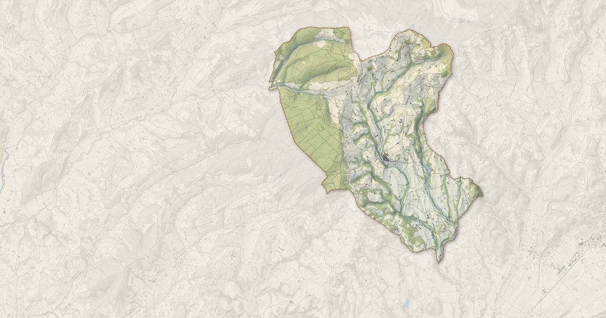 Portrait cartographique de Saint Antoine l'Abbaye : relief, eau, forêts, bâti et voies, calculés à partir des données de l'IGN