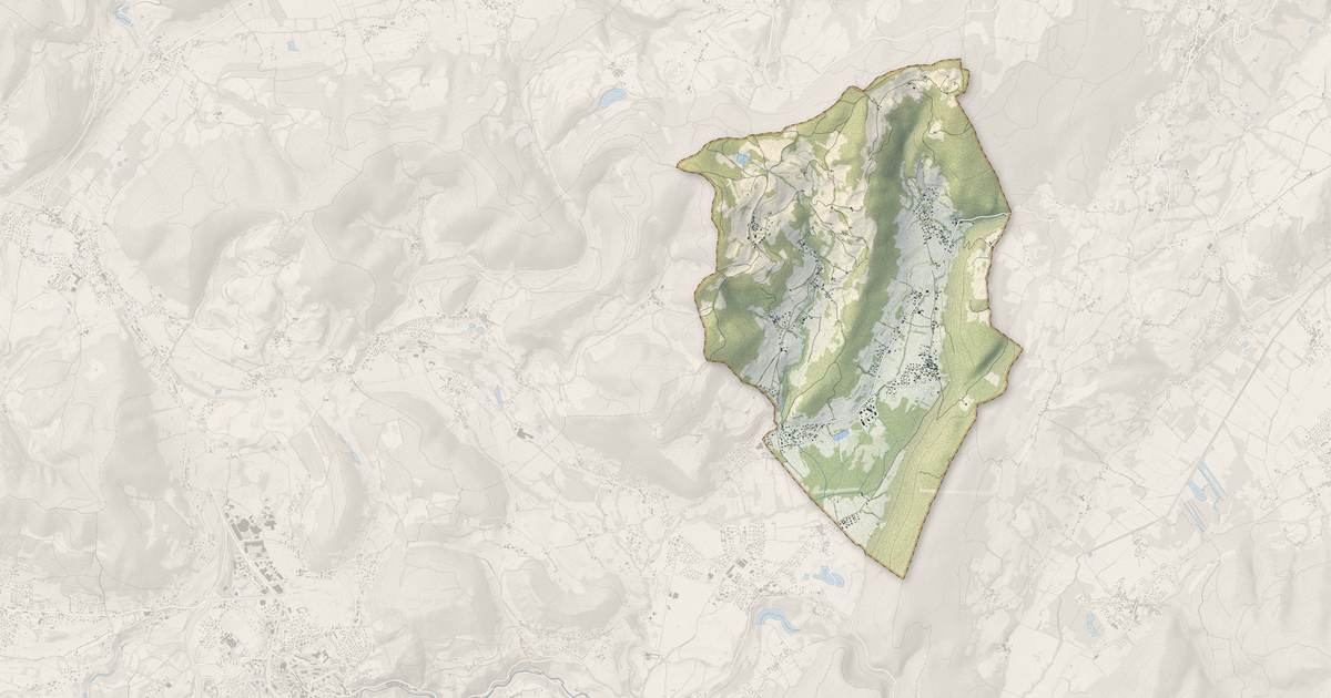 Portrait cartographique de Saint-Aupre : relief, eau, forêts, bâti et voies, calculés à partir des données de l'IGN