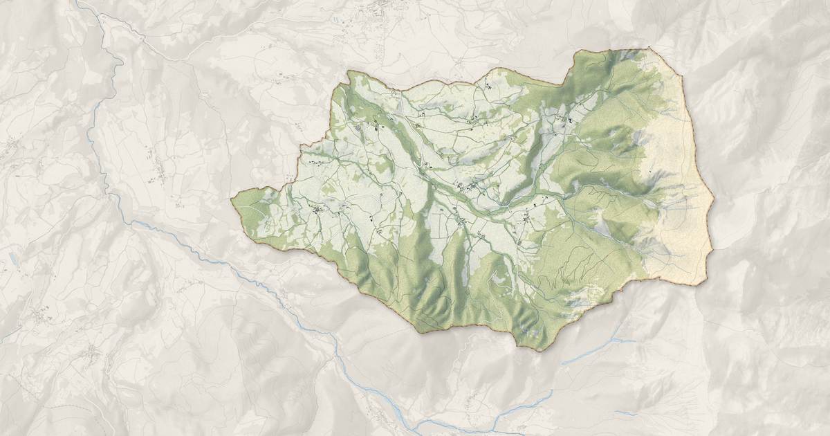 Portrait cartographique de Saint-Baudille-et-Pipet : relief, eau, forêts, bâti et voies, calculés à partir des données de l'IGN