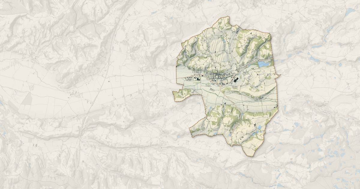 Portrait cartographique de Saint-Jean-de-Bournay : relief, eau, forêts, bâti et voies, calculés à partir des données de l'IGN