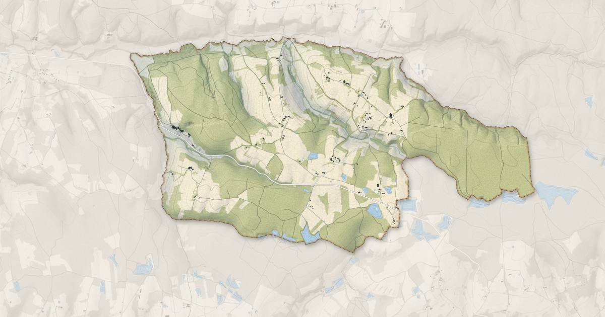 Portrait cartographique de Saint-Julien-de-l'Herms : relief, eau, forêts, bâti et voies, calculés à partir des données de l'IGN
