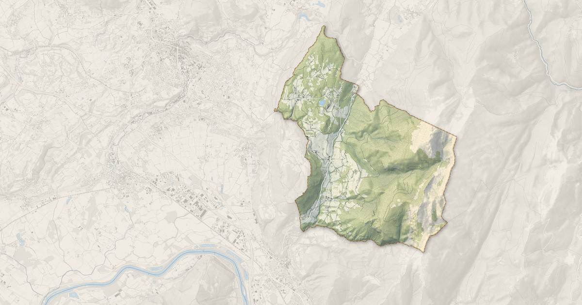 Portrait cartographique de La Sure en Chartreuse : relief, eau, forêts, bâti et voies, calculés à partir des données de l'IGN
