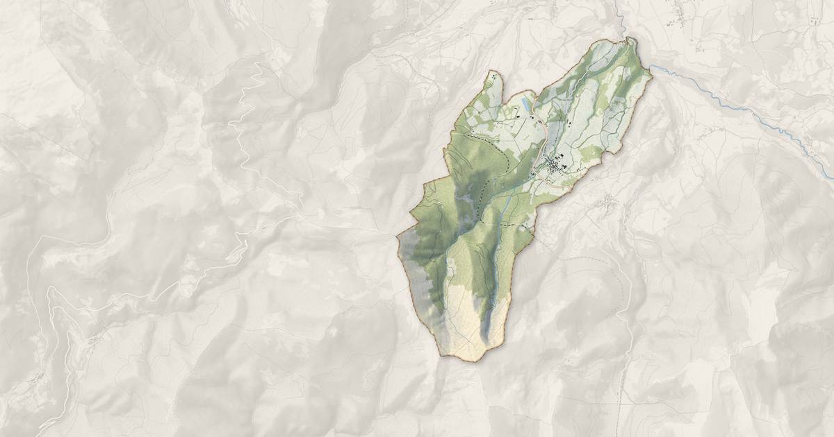 Portrait cartographique de Saint-Maurice-en-Trièves : relief, eau, forêts, bâti et voies, calculés à partir des données de l'IGN