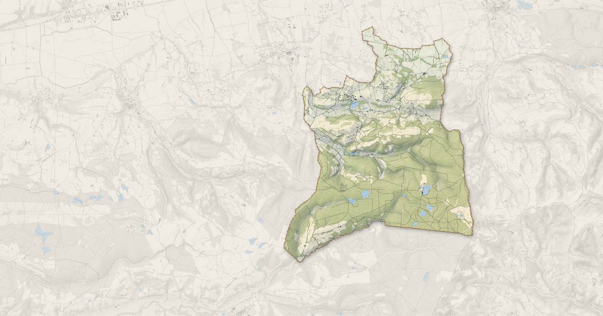 Portrait cartographique de Saint-Pierre-de-Bressieux : relief, eau, forêts, bâti et voies, calculés à partir des données de l'IGN