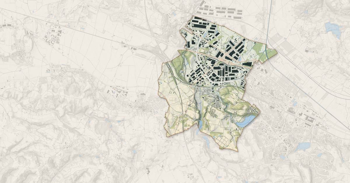 Portrait cartographique de Saint-Quentin-Fallavier : relief, eau, forêts, bâti et voies, calculés à partir des données de l'IGN