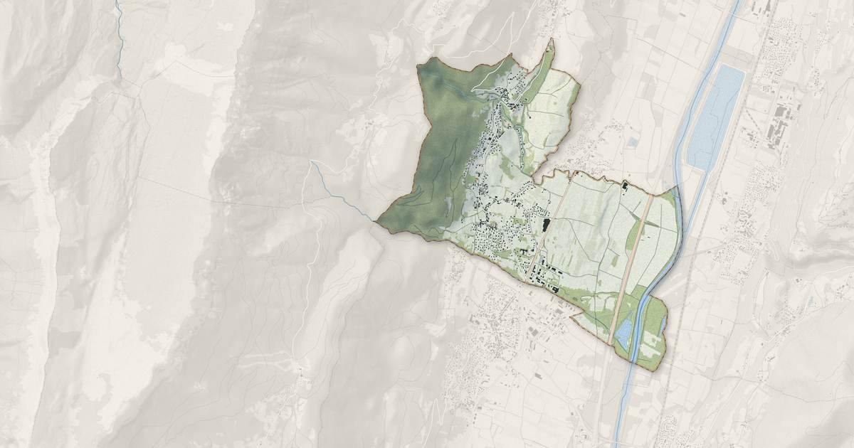 Portrait cartographique de Saint-Vincent-de-Mercuze : relief, eau, forêts, bâti et voies, calculés à partir des données de l'IGN