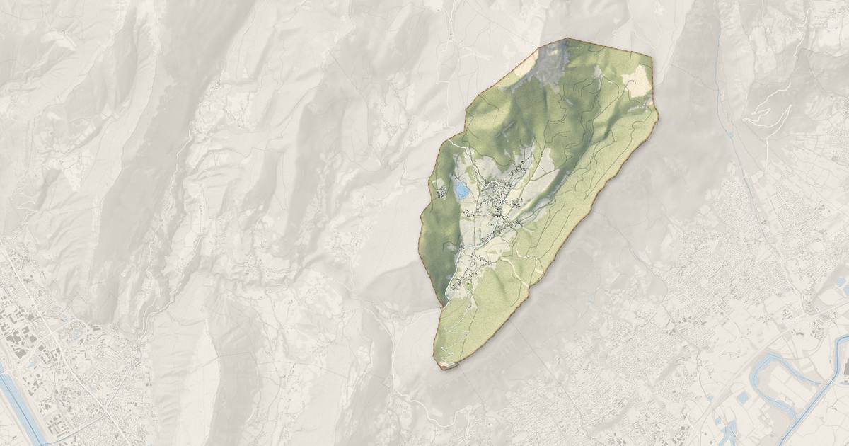 Portrait cartographique de Le Sappey-en-Chartreuse : relief, eau, forêts, bâti et voies, calculés à partir des données de l'IGN