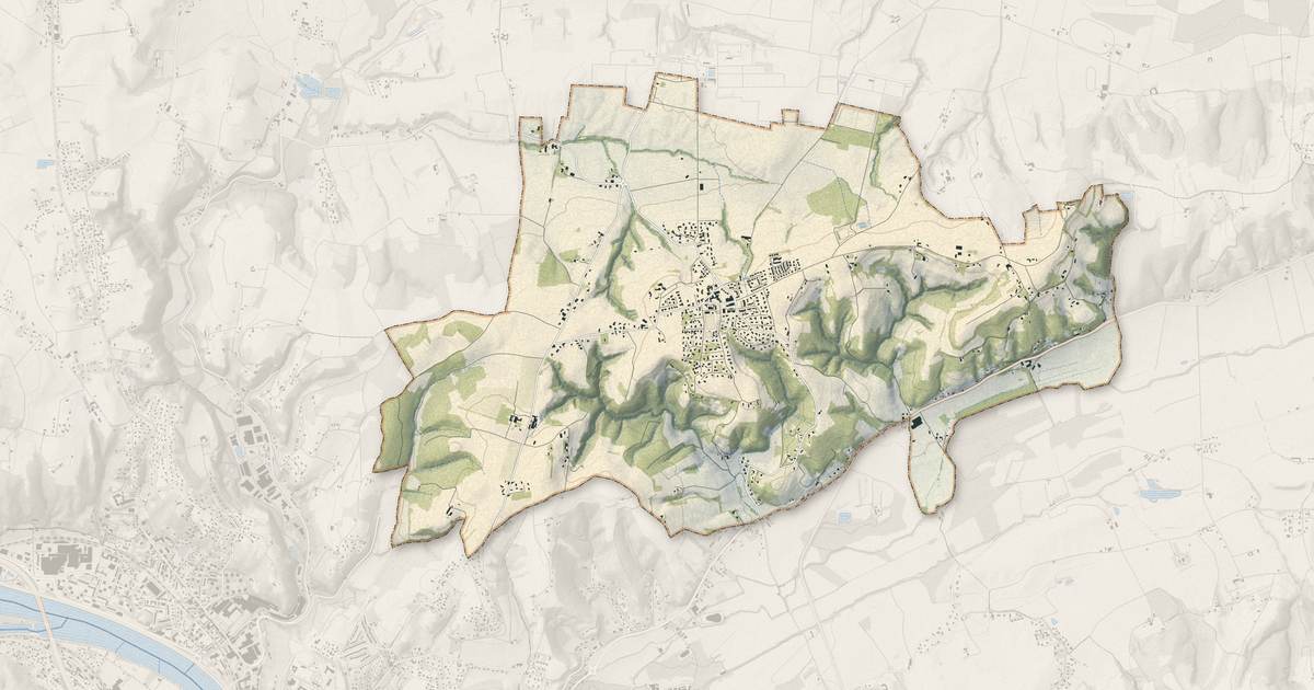 Portrait cartographique de Serpaize : relief, eau, forêts, bâti et voies, calculés à partir des données de l'IGN
