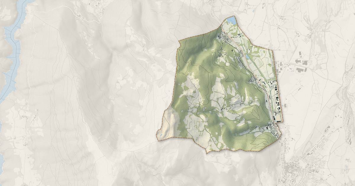 Portrait cartographique de Susville : relief, eau, forêts, bâti et voies, calculés à partir des données de l'IGN