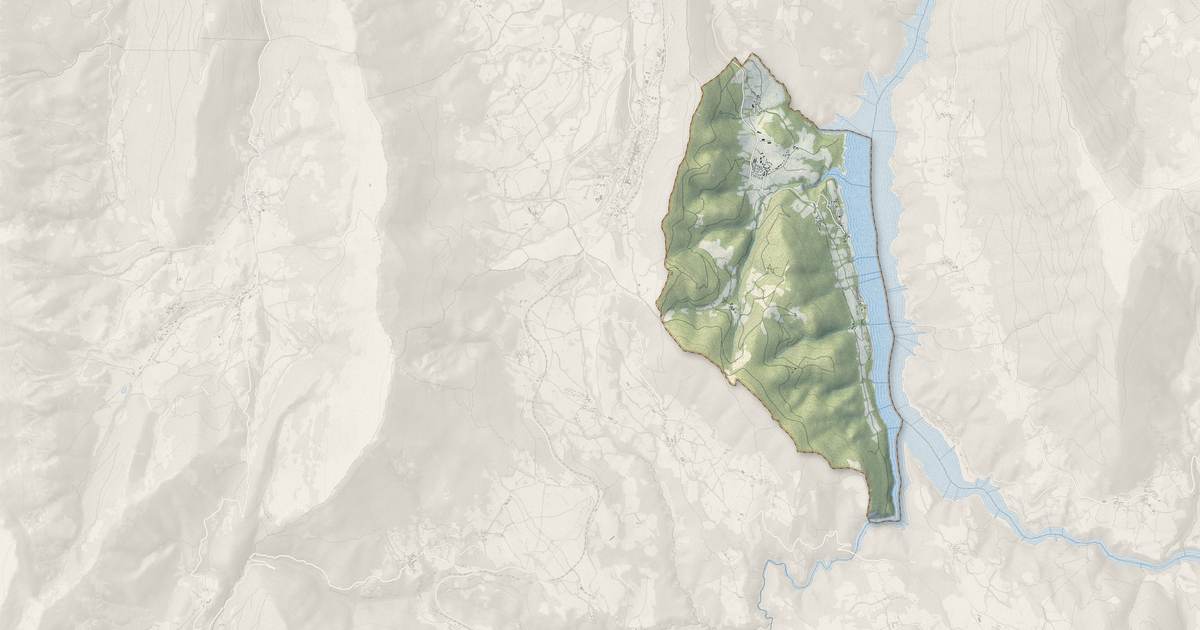 Portrait cartographique de Treffort : relief, eau, forêts, bâti et voies, calculés à partir des données de l'IGN
