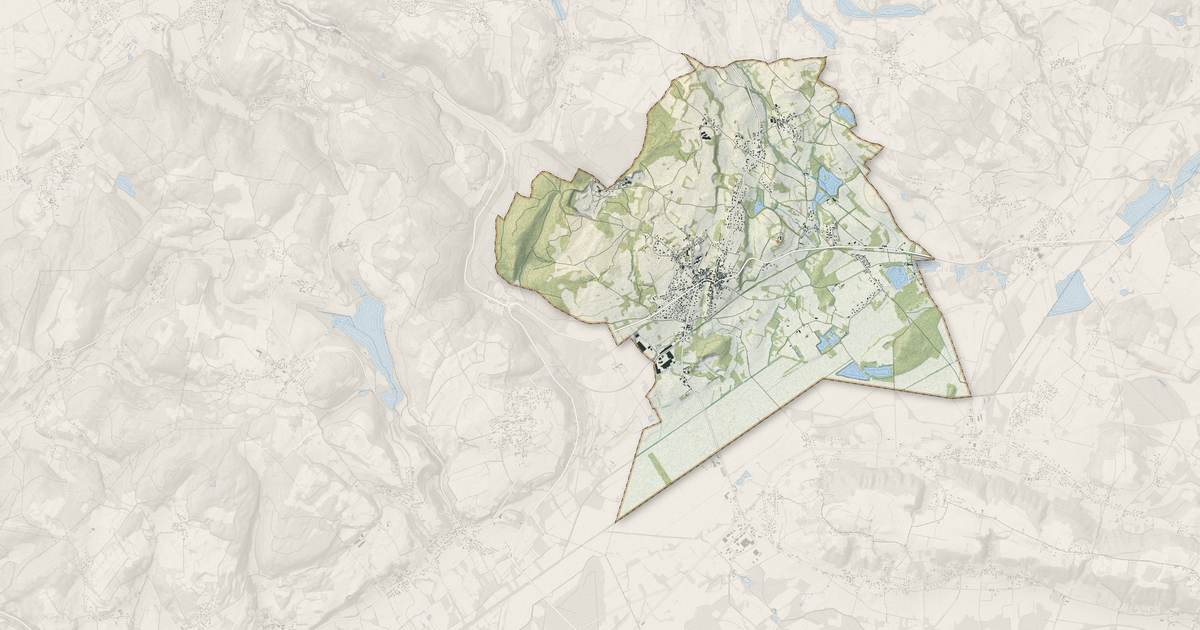 Portrait cartographique de Trept : relief, eau, forêts, bâti et voies, calculés à partir des données de l'IGN